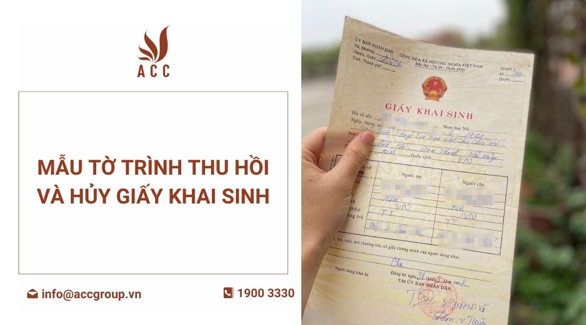 Mẫu tờ trình thu hồi và hủy giấy khai sinh