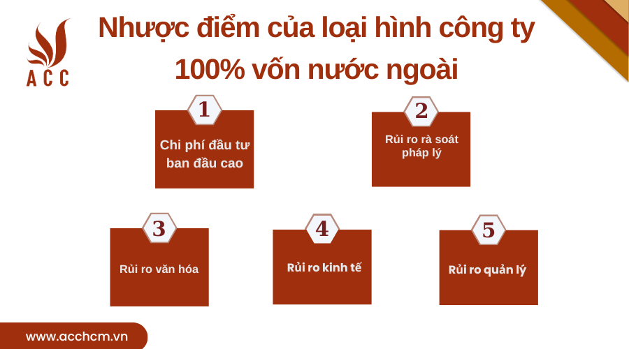 Nhược điểm của loại hình công ty 100% vốn nước ngoài