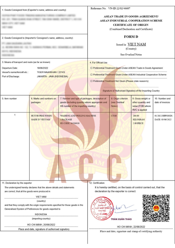 Xin giấy chứng nhận xuất xứ