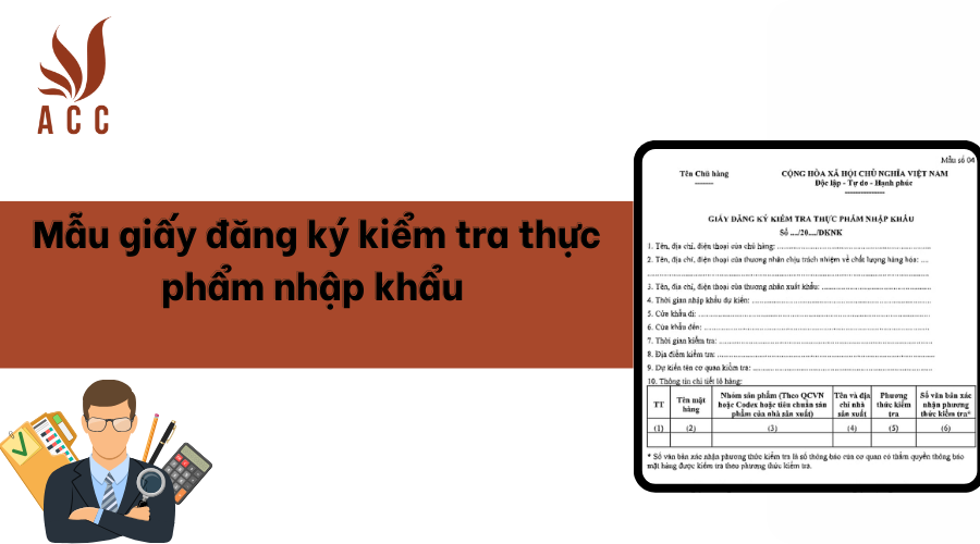 Mẫu giấy đăng ký kiểm tra thực phẩm nhập khẩu