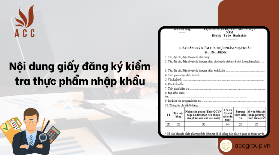 Nội dung giấy đăng ký kiểm tra thực phẩm nhập khẩu