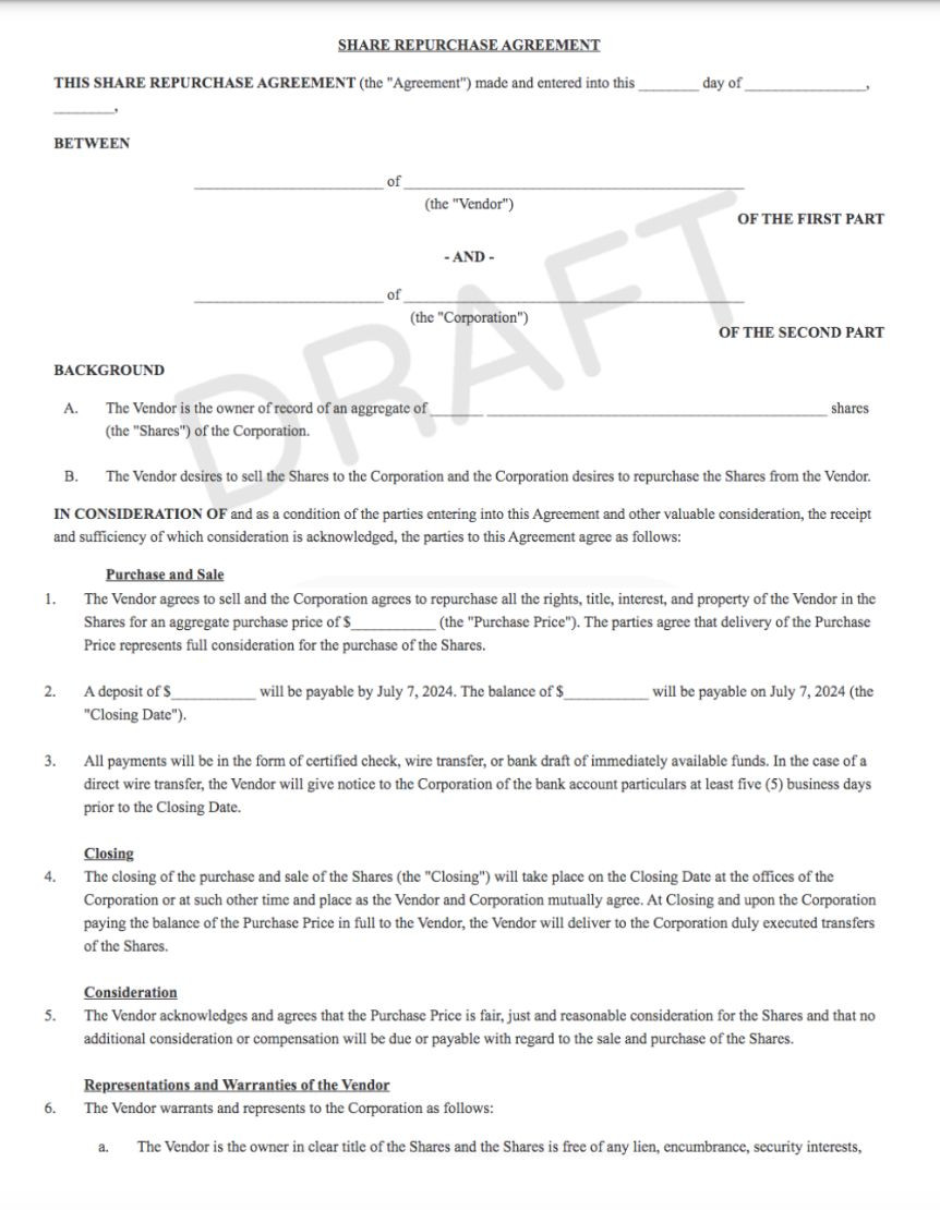 Mẫu Hợp đồng Repo (Repurchase Agreement) 