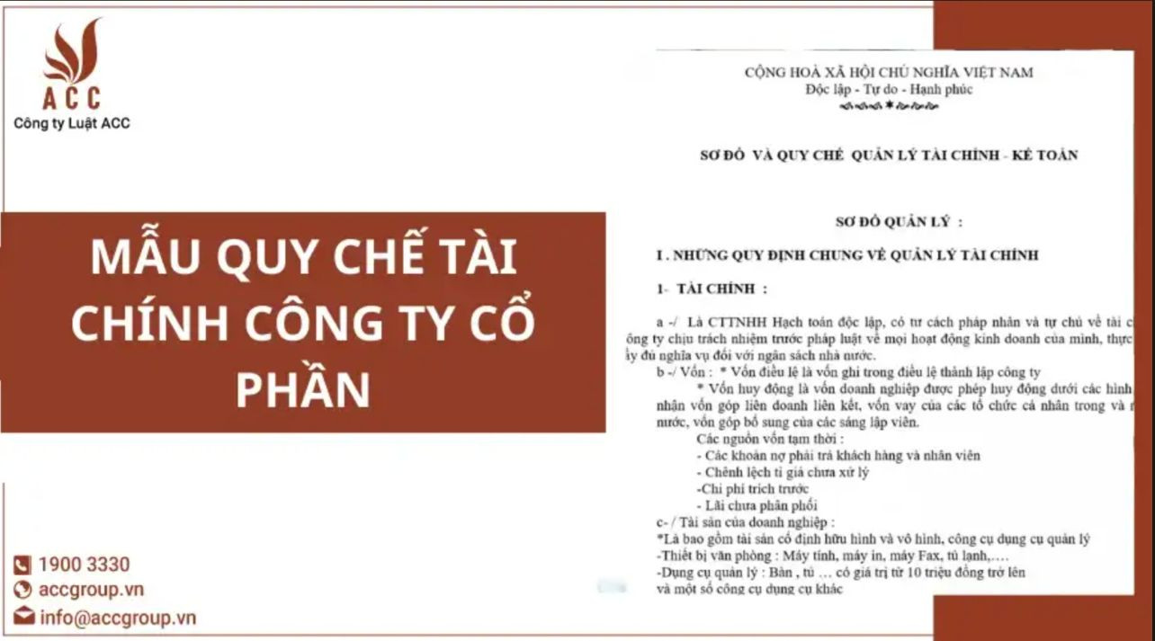 Mẫu quy chế tài chính của công ty Cổ phần