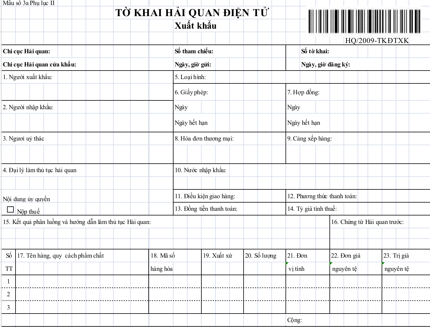 Mẫu tờ khai hải quan điện tử chi tiết nhất