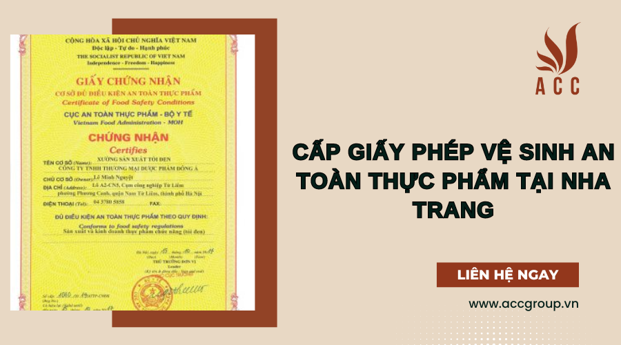 Cấp giấy phép vệ sinh an toàn thực phẩm tại Nha Trang