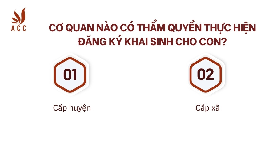 Cơ quan nào có thẩm quyền thực hiện đăng ký khai sinh cho con?