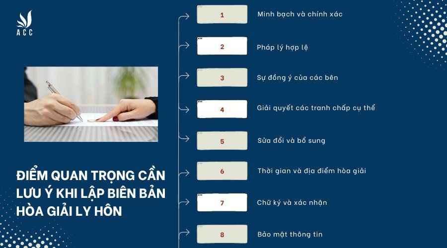 Những điểm quan trọng cần lưu ý khi lập biên bản hòa giải ly hôn là gì?