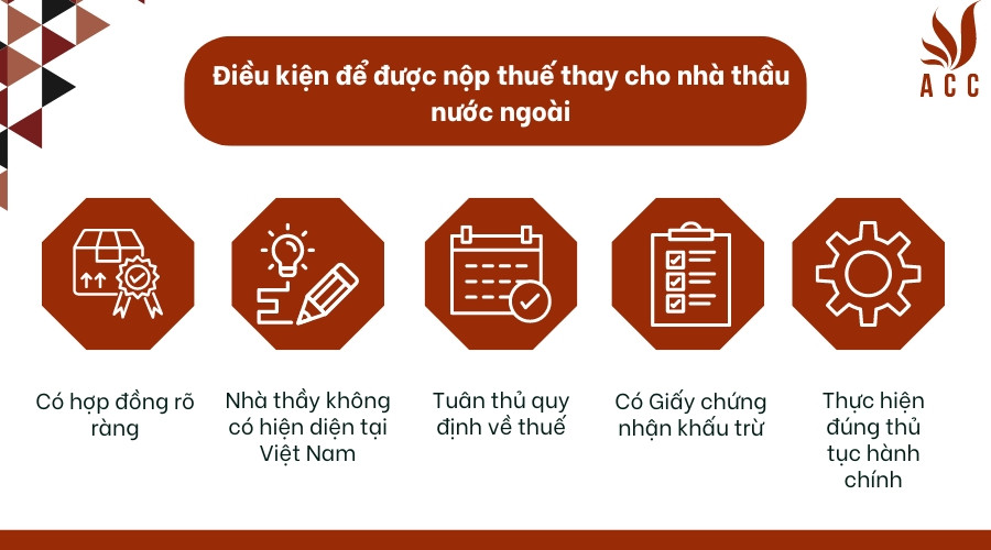 Điều kiện để được nộp thuế thay cho nhà thầu nước ngoài