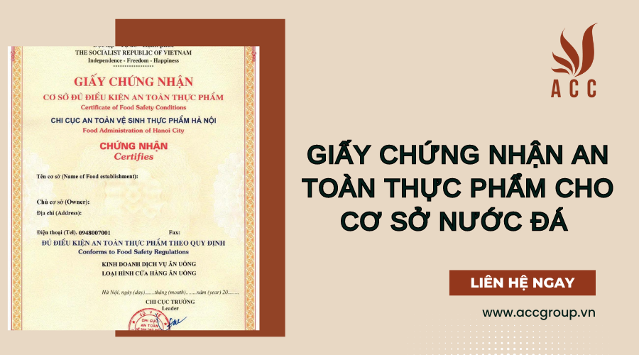 Giấy chứng nhận an toàn thực phẩm cho cơ sở nước đá