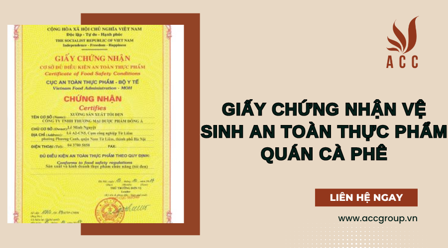 Giấy chứng nhận vệ sinh an toàn thực phẩm quán cà phê