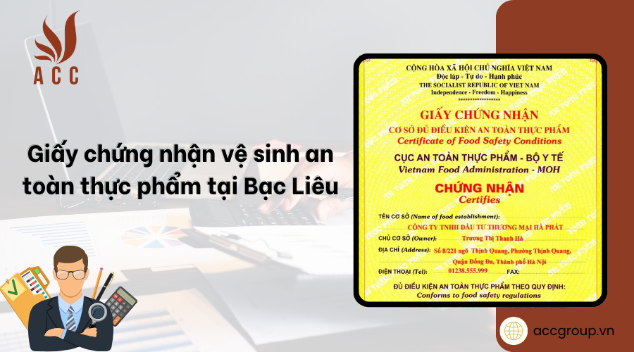 Xin giấy chứng nhận vệ sinh an toàn thực phẩm tại Bạc Liêu