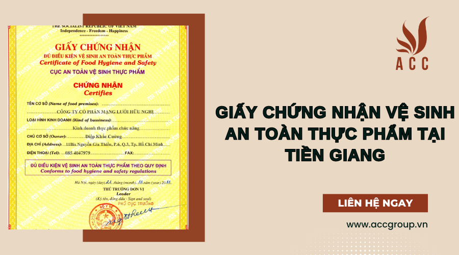 Giấy chứng nhận vệ sinh an toàn thực phẩm tại Tiền Giang