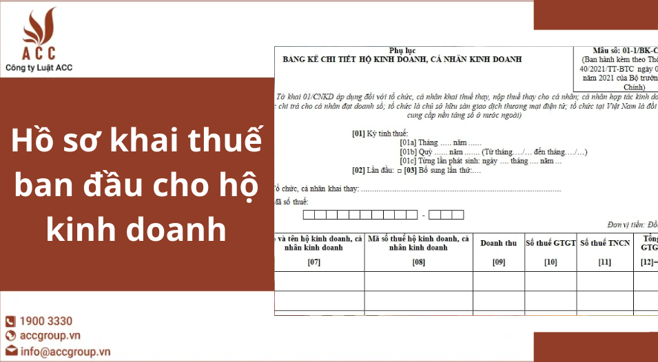 Hồ sơ khai thuế ban đầu cho hộ kinh doanh