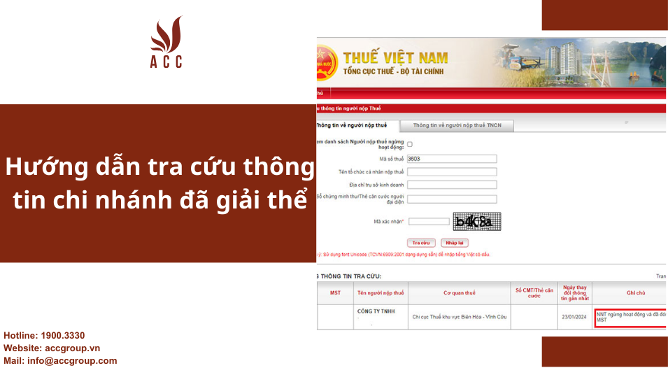 Hướng dẫn tra cứu thông tin chi nhánh đã giải thể
