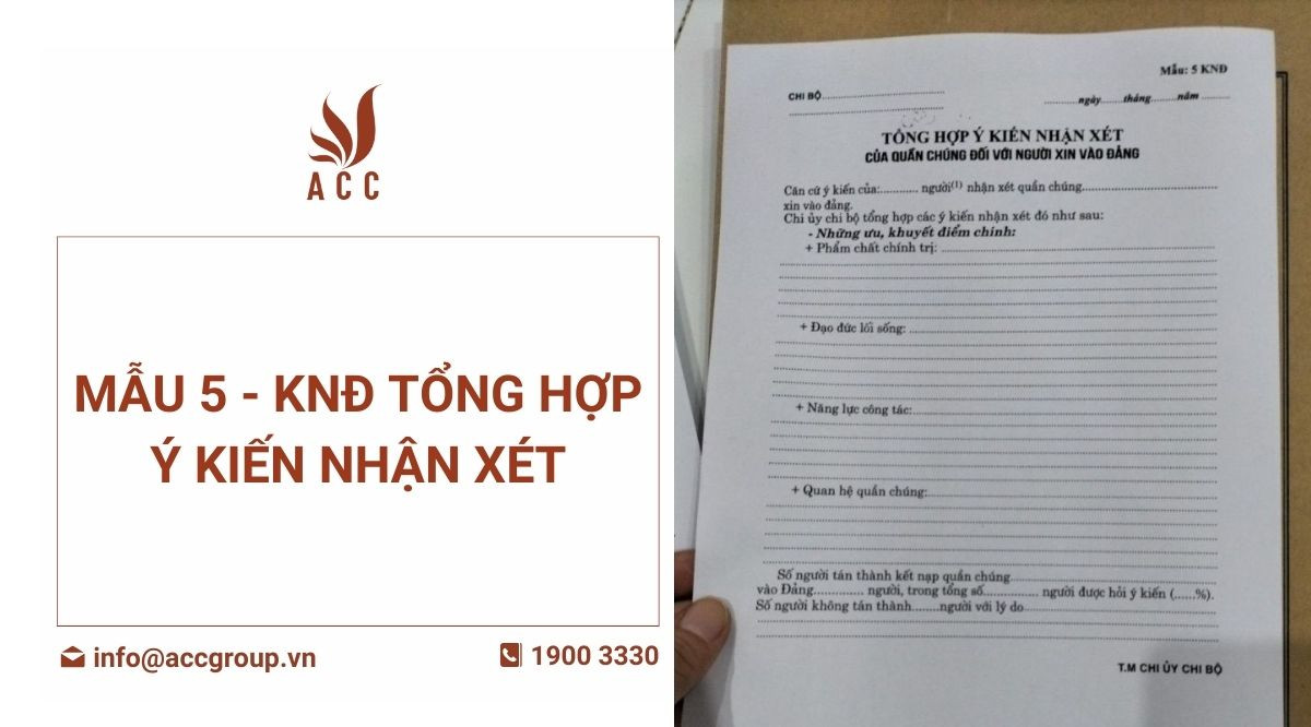 Mẫu 5 - KNĐ Tổng hợp ý kiến nhận xét