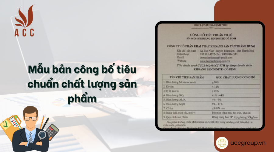 Mẫu bản công bố tiêu chuẩn chất lượng sản phẩm