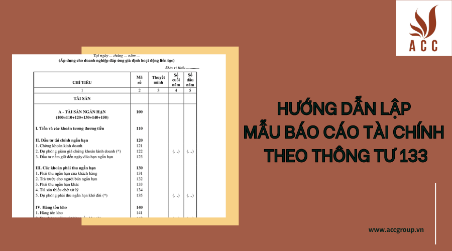 Hướng dẫn lập mẫu báo cáo tài chính theo Thông tư 133