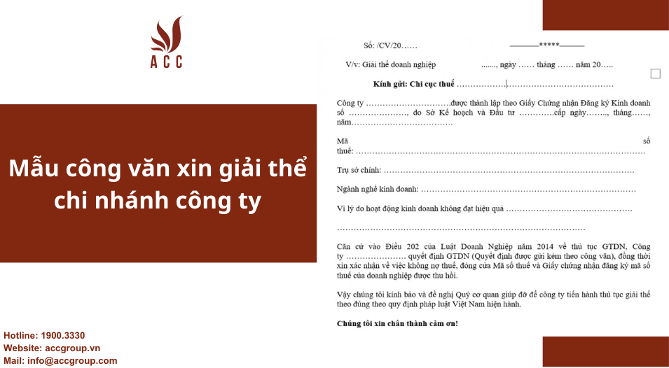 Mẫu công văn xin giải thể chi nhánh công ty