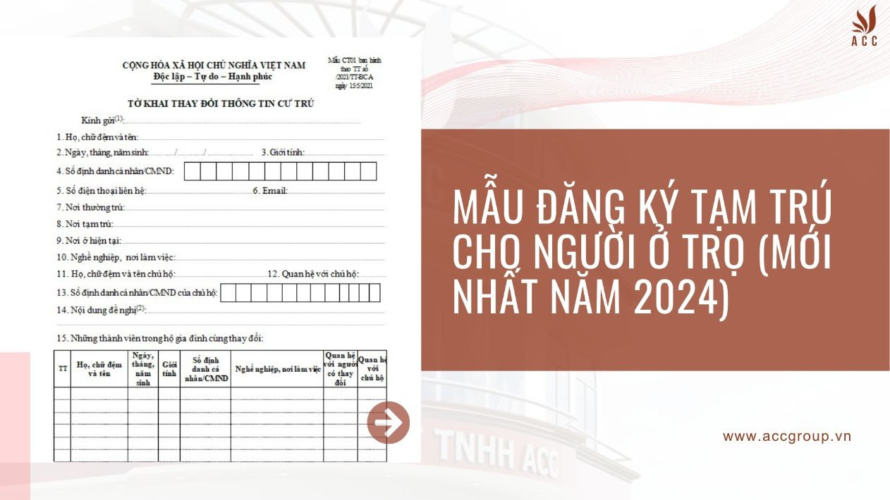 Mẫu đăng ký tạm trú cho người ở trọ (Mới nhất năm 2024)