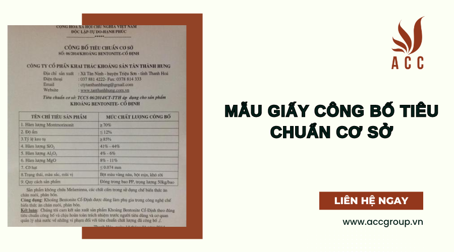 Mẫu giấy công bố tiêu chuẩn cơ sở [Mới nhất]