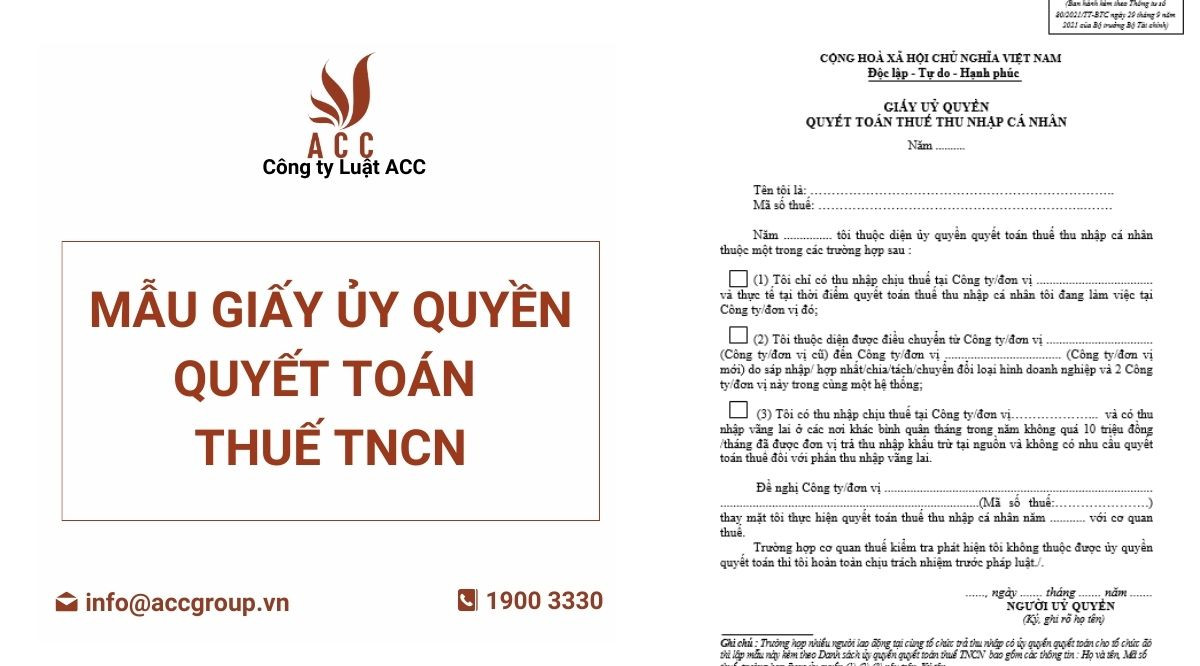 Mẫu giấy ủy quyền quyết toán thuế TNCN