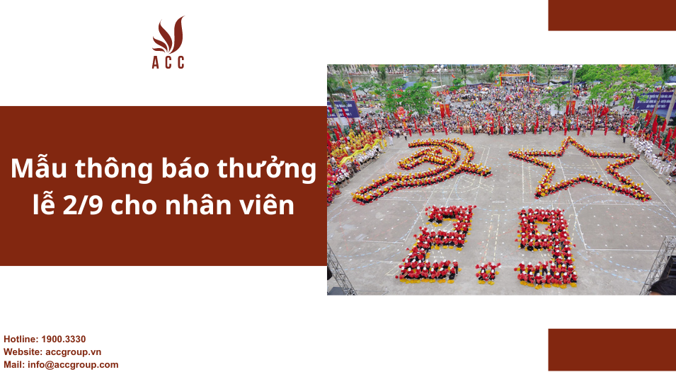 Mẫu thông báo thưởng lễ 2/9 cho nhân viên