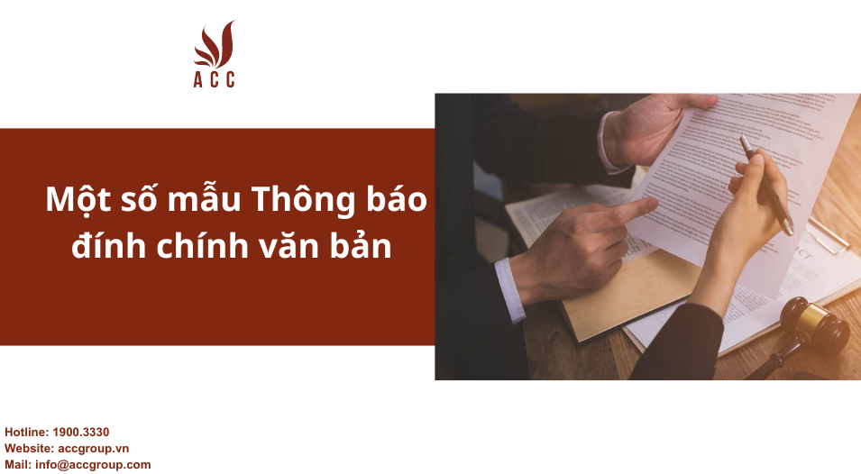 Một số mẫu Thông báo đính chính văn bản