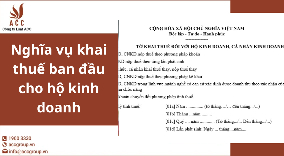 Nghĩa vụ khai thuế ban đầu cho hộ kinh doanh