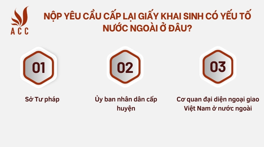 Nộp yêu cầu cấp lại giấy khai sinh có yếu tố nước ngoài ở đâu?