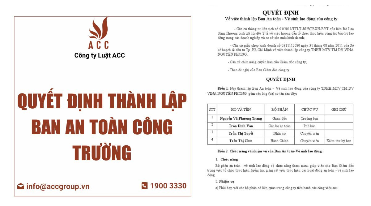 Quyết định thành lập ban an toàn công trường