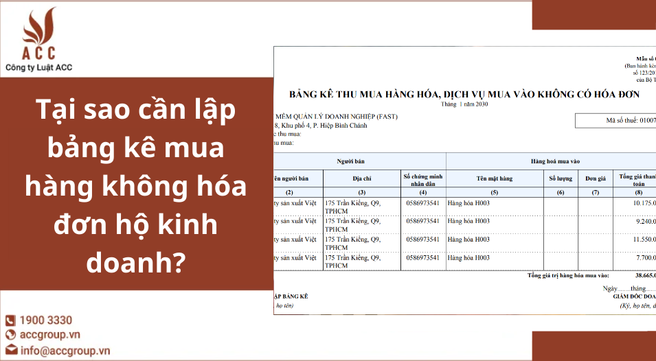 Tại sao cần lập bảng kê mua hàng không hóa đơn hộ kinh doanh?