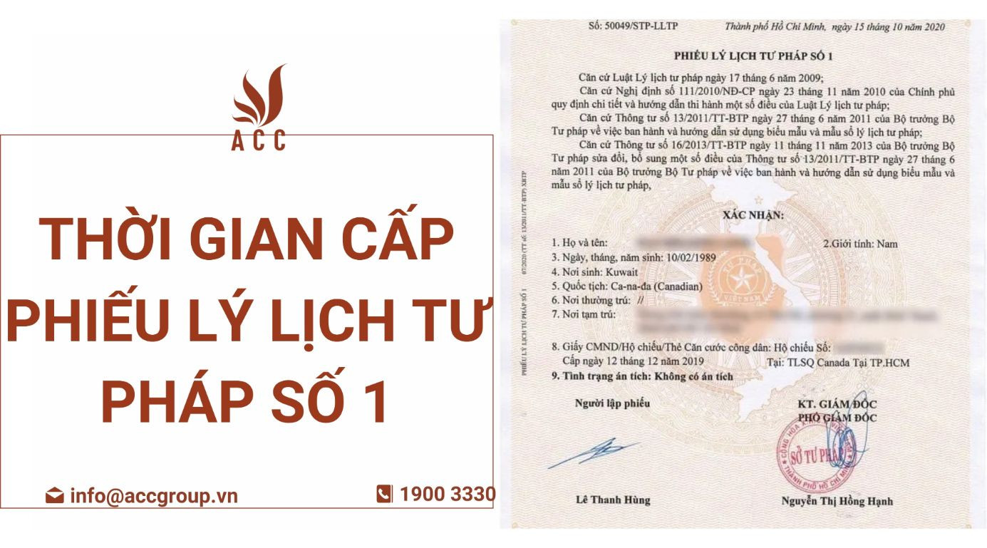 Thời gian cấp phiếu lý lịch tư pháp số 1