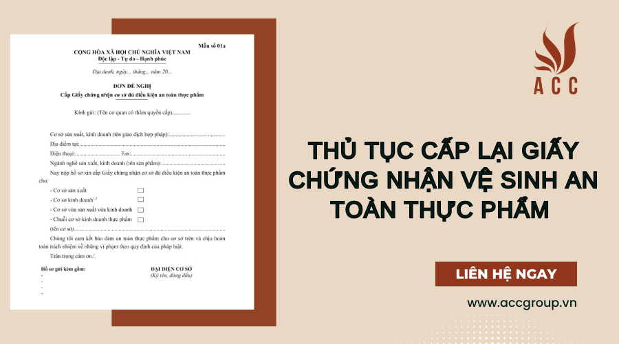 Thủ tục cấp lại giấy chứng nhận vệ sinh an toàn thực phẩm