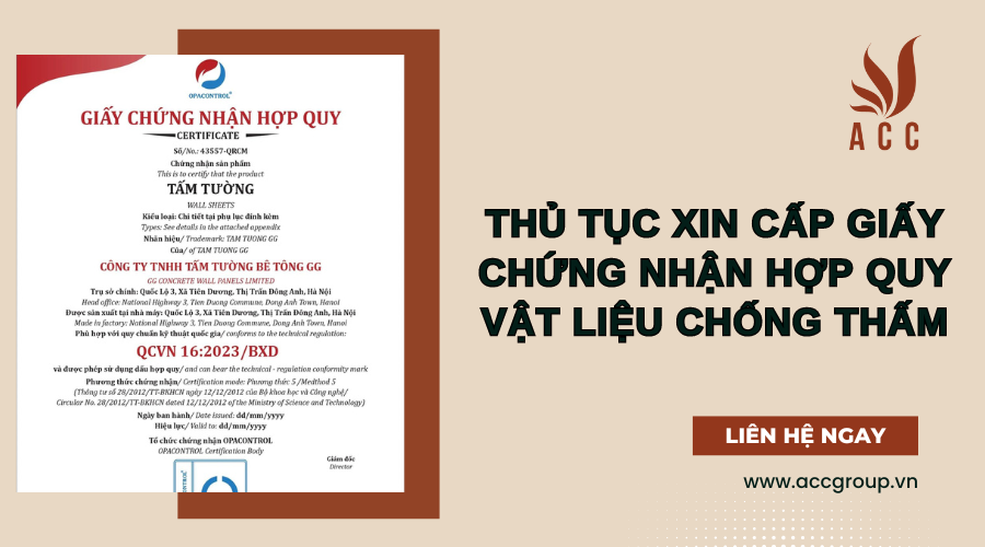 Thủ tục xin cấp giấy chứng nhận hợp quy vật liệu chống thấm