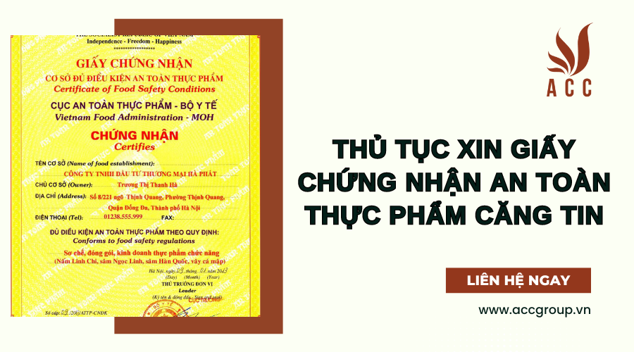 Thủ tục xin giấy chứng nhận an toàn thực phẩm căng tin