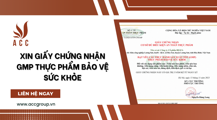 Xin giấy chứng nhận GMP thực phẩm bảo vệ sức khỏe