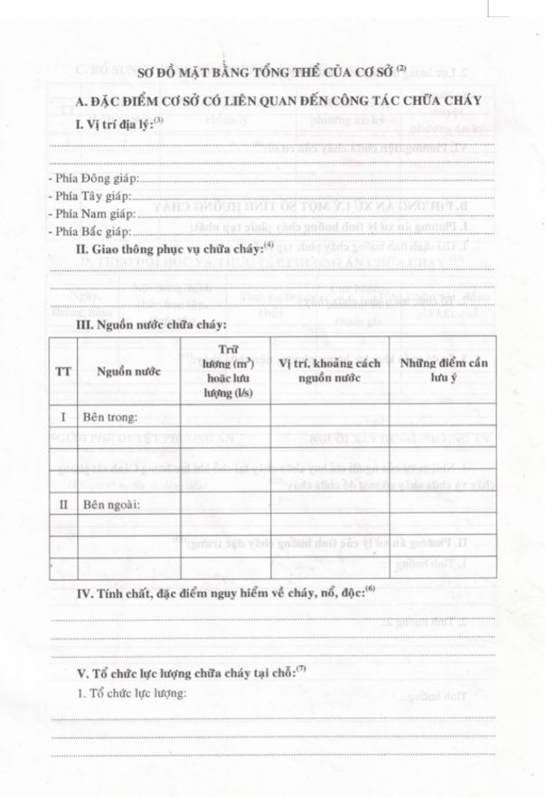 Mẫu Phương án chữa cháy PC11 theo Thông tư 66 để tham khảo