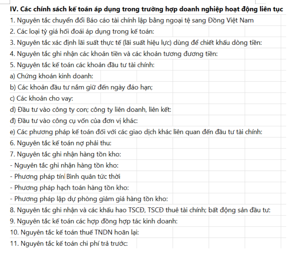 Mẫu thuyết minh báo cáo tài chính theo Thông tư 200