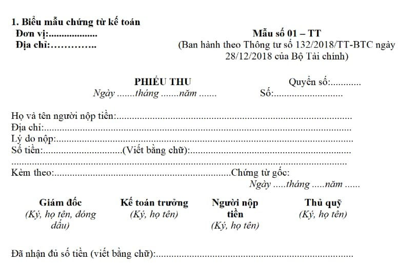 Chứng từ phiếu thu