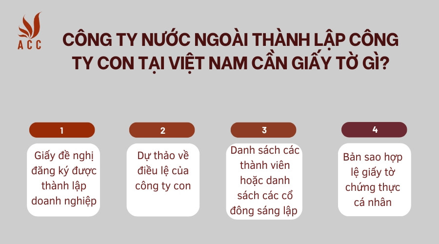 Thành lập công ty con của doanh nghiệp nước ngoài tại Việt Nam cần giấy tờ gì?