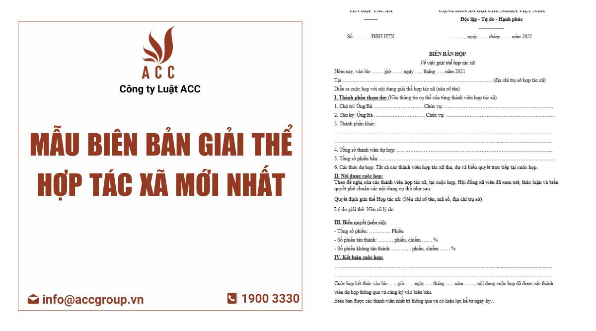 Mẫu biên bản giải thể hợp tác xã mới nhất