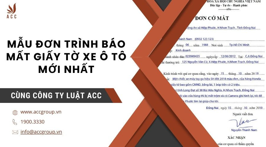 Mẫu đơn trình báo mất giấy tờ xe ô tô mới nhất