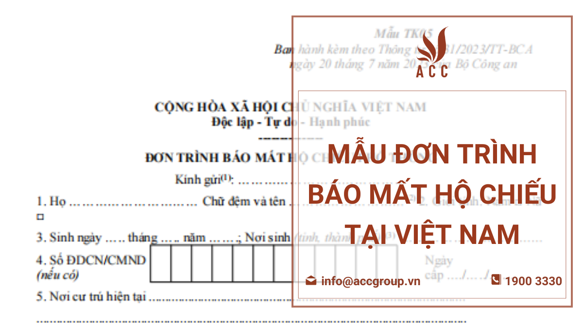 Mẫu đơn trình báo mất hộ chiếu tại Việt Nam