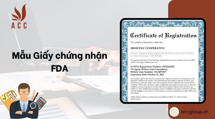 Mẫu Giấy chứng nhận FDA