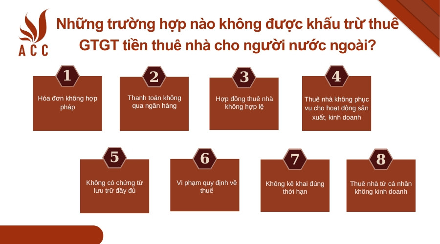  Những trường hợp nào không được khấu trừ thuế GTGT tiền thuê nhà cho người nước ngoài?