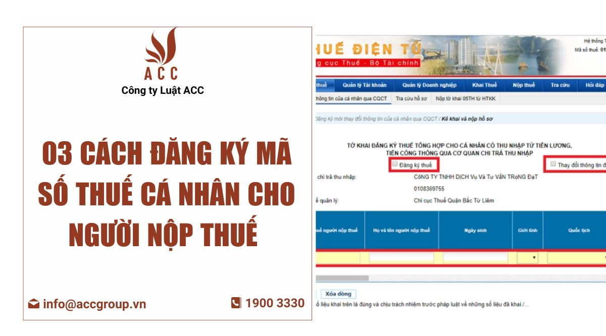 03 cách đăng ký mã số thuế cá nhân cho người nộp thuế 