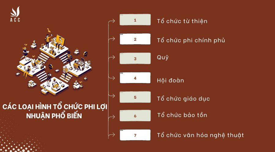 Các loại hình tổ chức phi lợi nhuận phổ biến