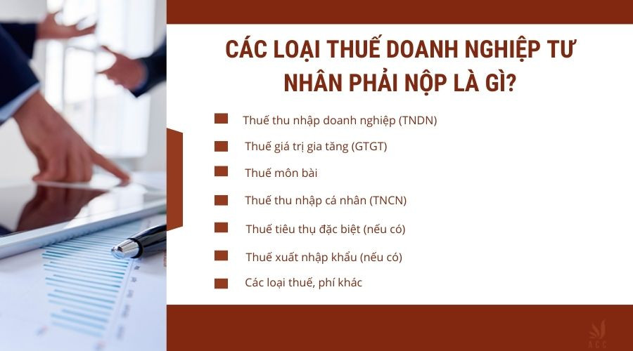 Các loại thuế doanh nghiệp tư nhân phải nộp là gì?