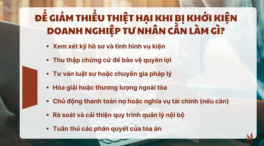 Để giảm thiểu thiệt hại khi bị khởi kiện doanh nghiệp tư nhân cần làm gì? 