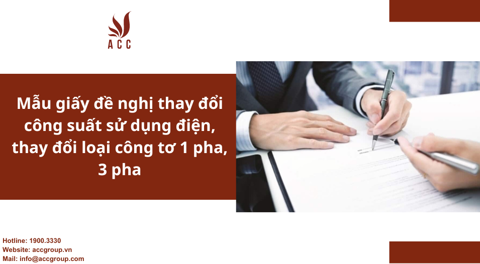 Mẫu giấy đề nghị thay đổi công suất sử dụng điện, thay đổi loại công tơ 1 pha, 3 pha
